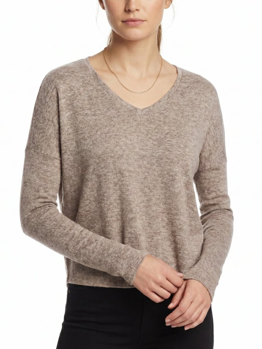 *Anistar Brown Heathered Long Sleeve